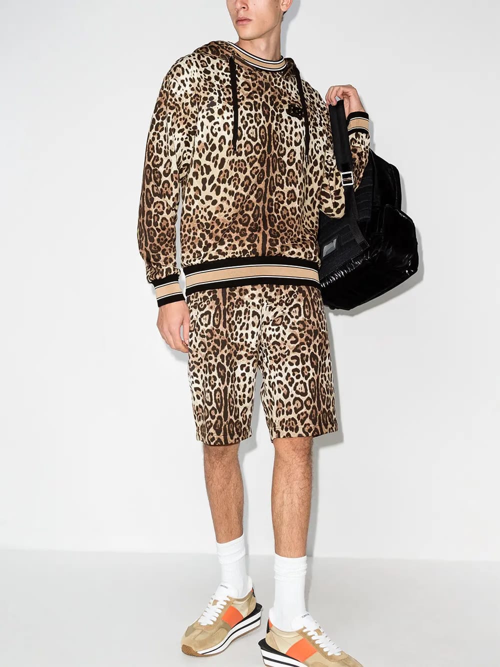 leopard print cotton Hoodie