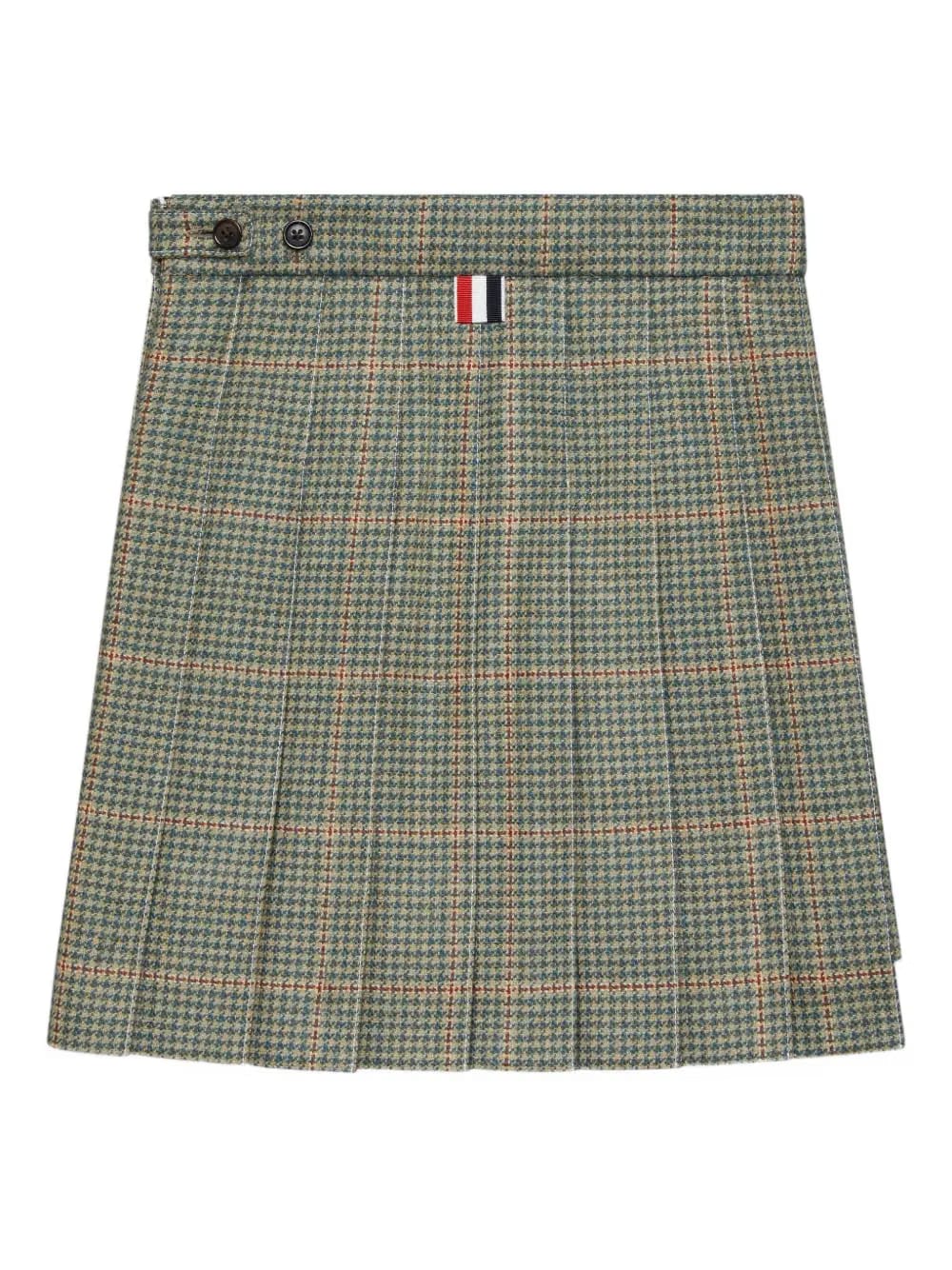pleated houndstooth-pattern mini skirt