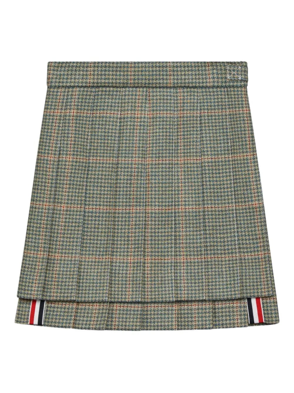 pleated houndstooth-pattern mini skirt
