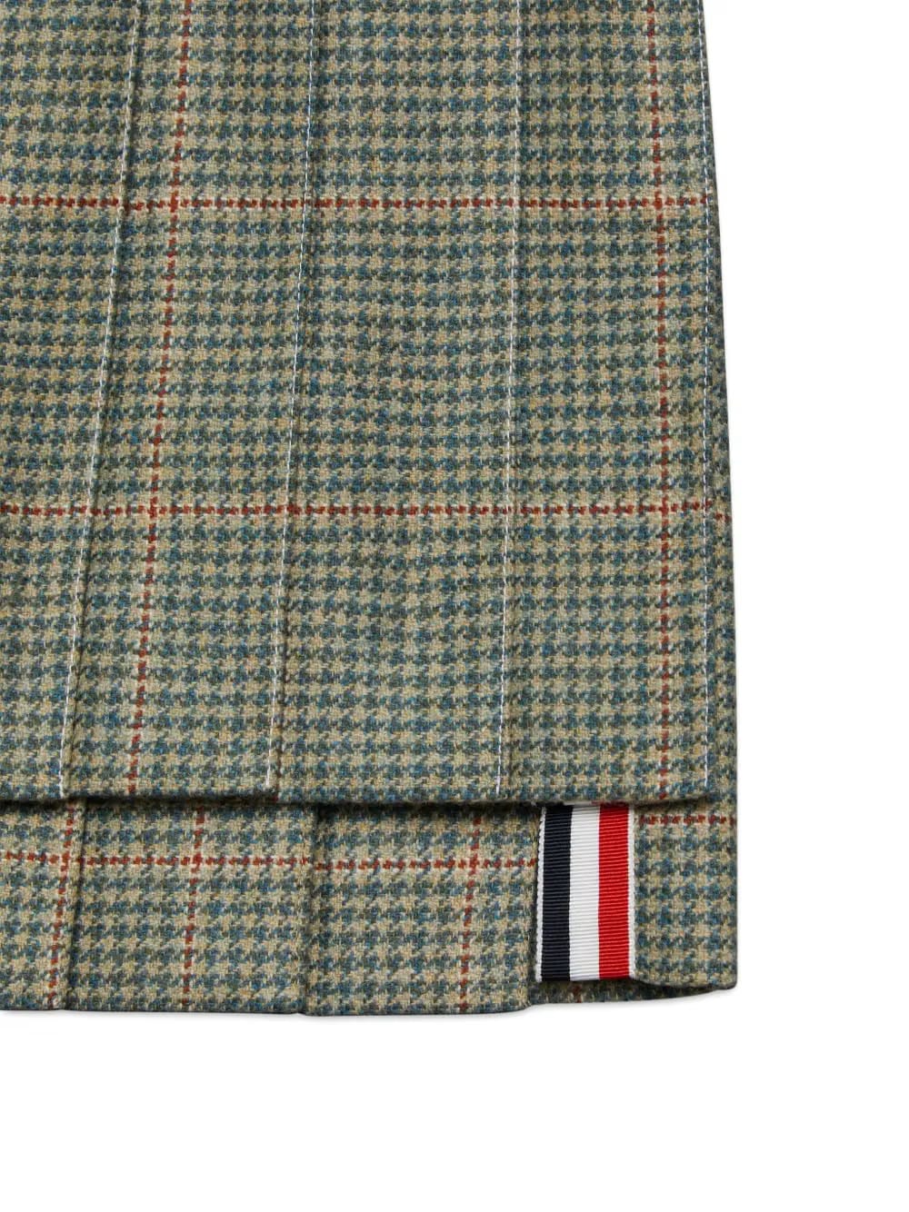 pleated houndstooth-pattern mini skirt
