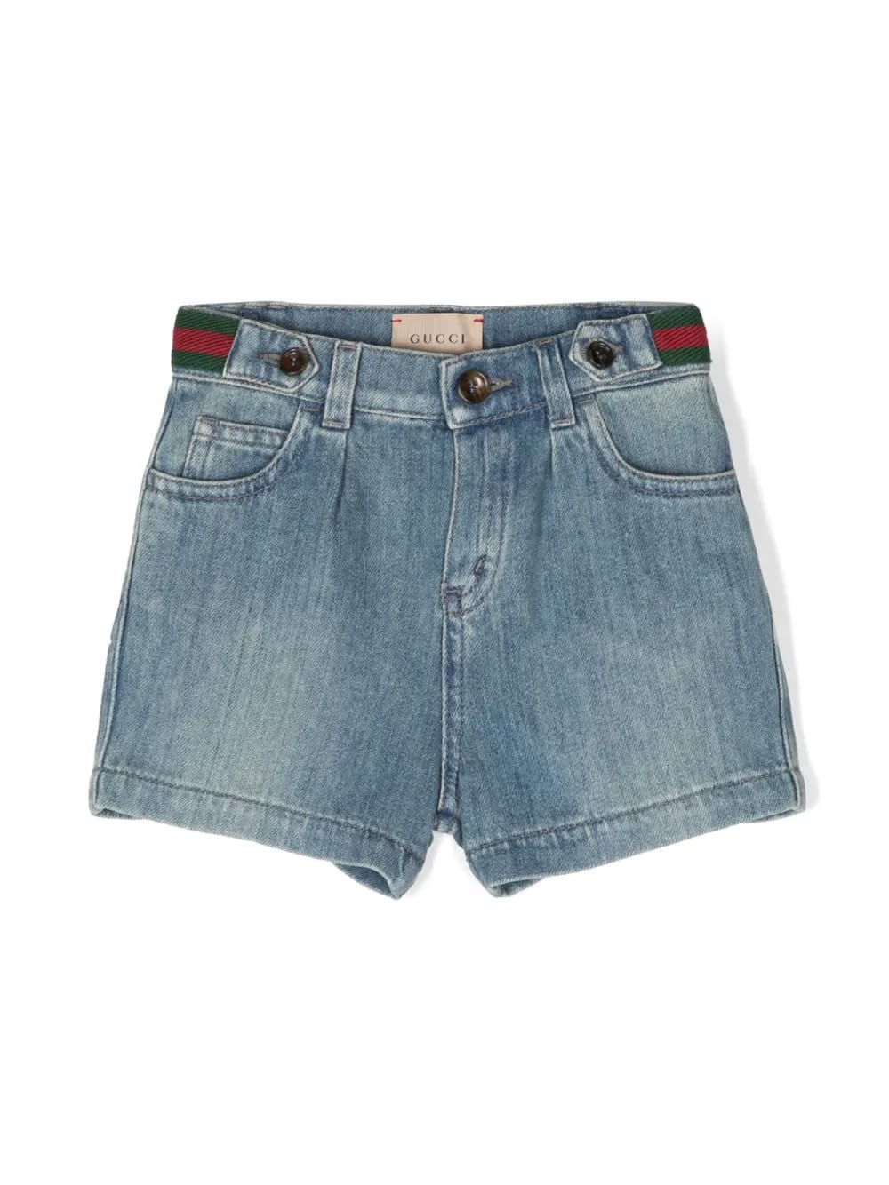 Web-detail denim shorts