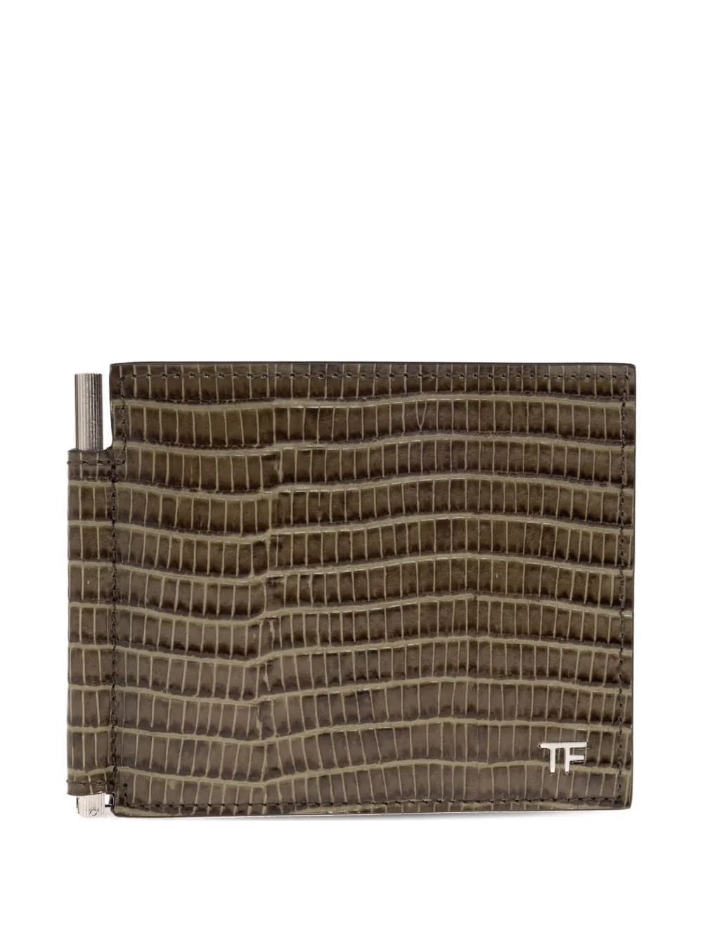crocodile-effect leather cardholder