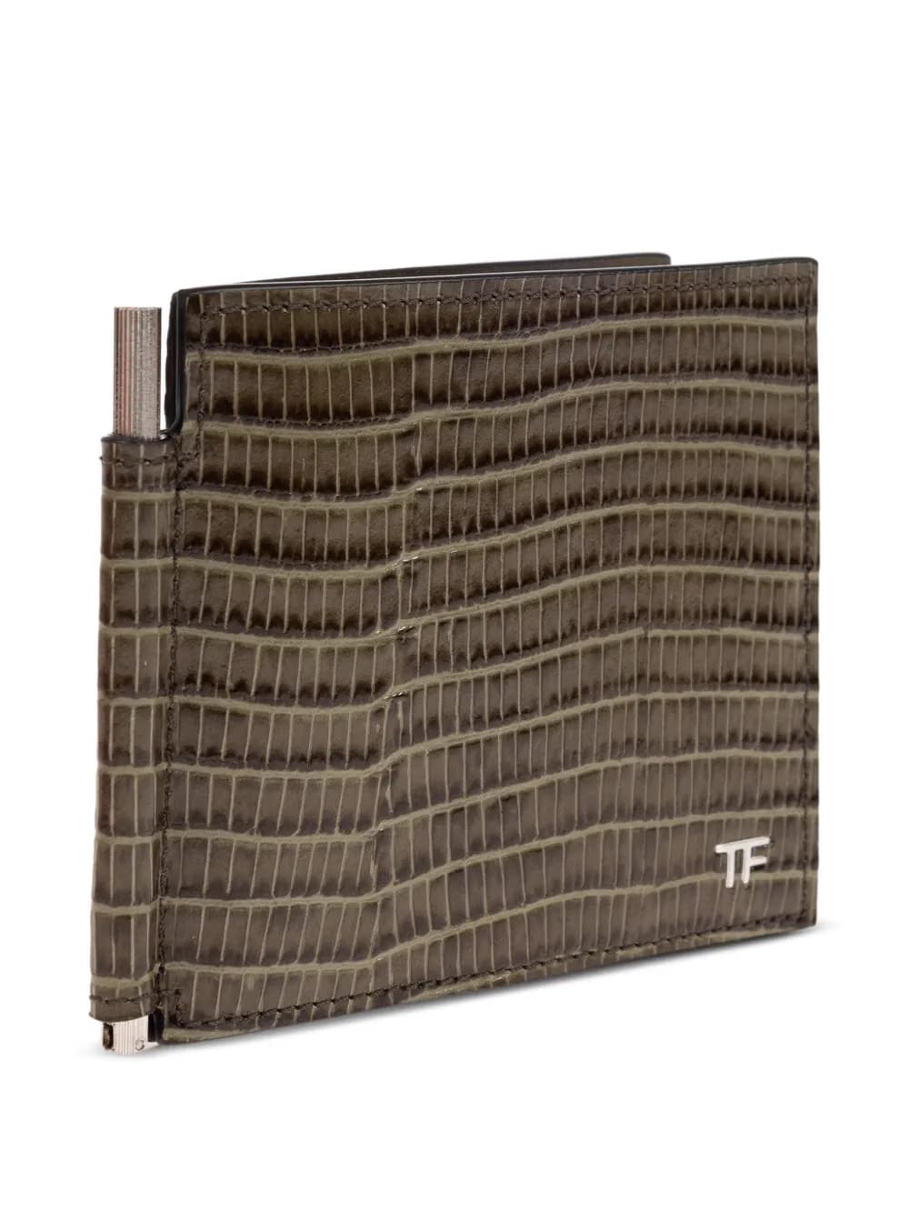 crocodile-effect leather cardholder