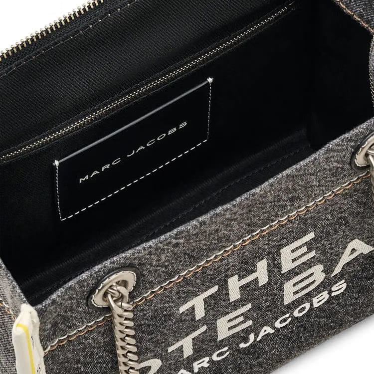 Marc Jacobs Denim Chain Small Tote Bag Black Wash