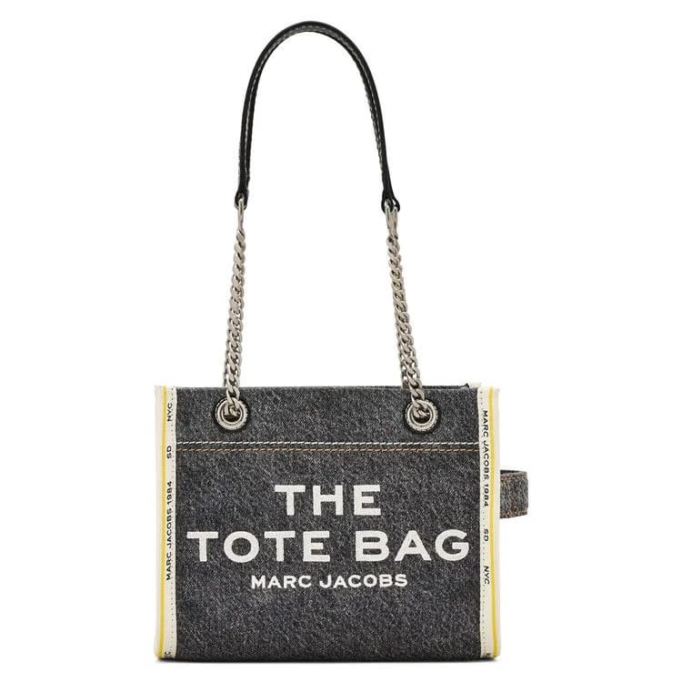 Marc Jacobs Denim Chain Small Tote Bag Black Wash