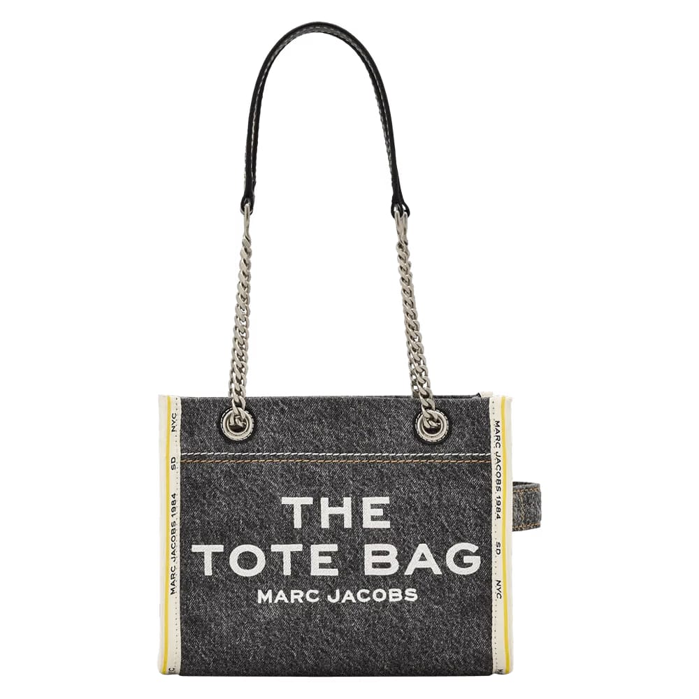 Marc Jacobs Denim Chain Small Tote Bag Black Wash
