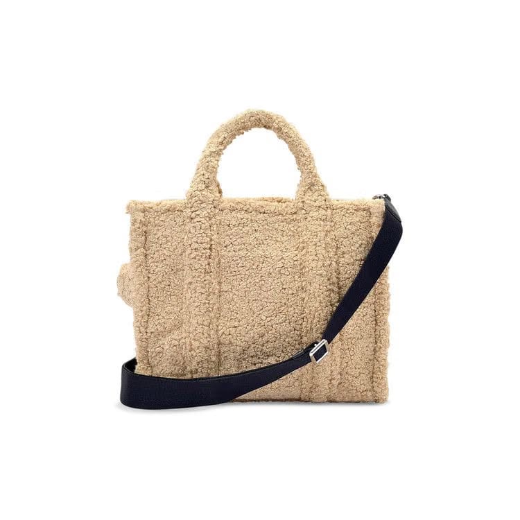 Marc Jacobs Teddy Shearling Small Traveller Tote Bag Beige