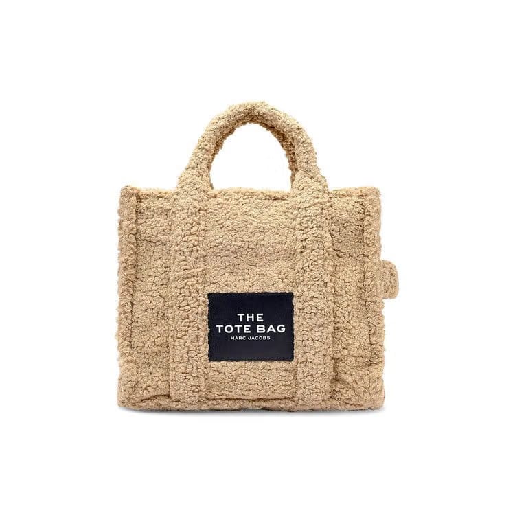 Marc Jacobs Teddy Shearling Small Traveller Tote Bag Beige
