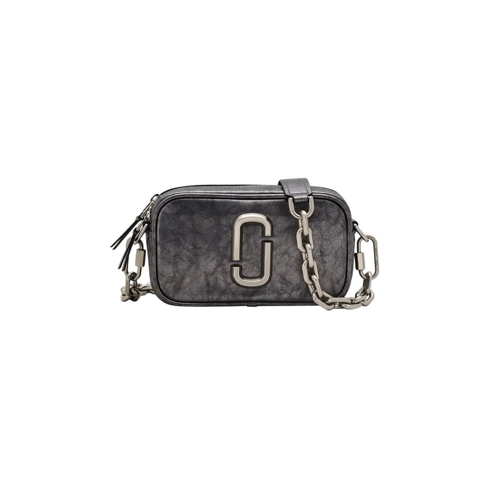 Marc Jacobs Metallic Distressed Big Shot Crossbody Bag Dark Grey