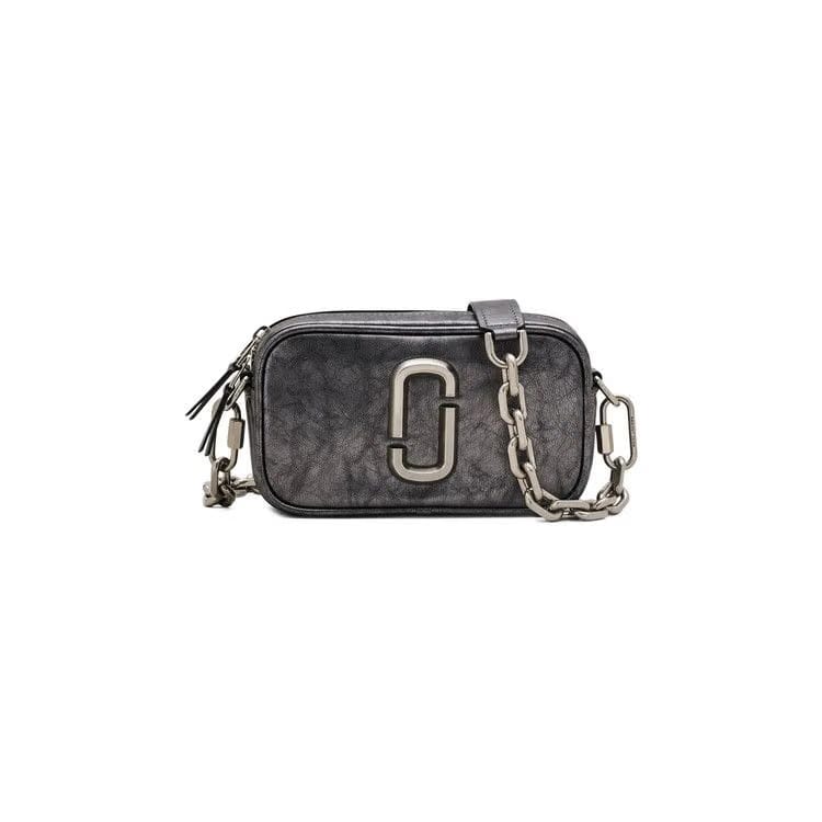 Marc Jacobs Metallic Distressed Big Shot Crossbody Bag Dark Grey