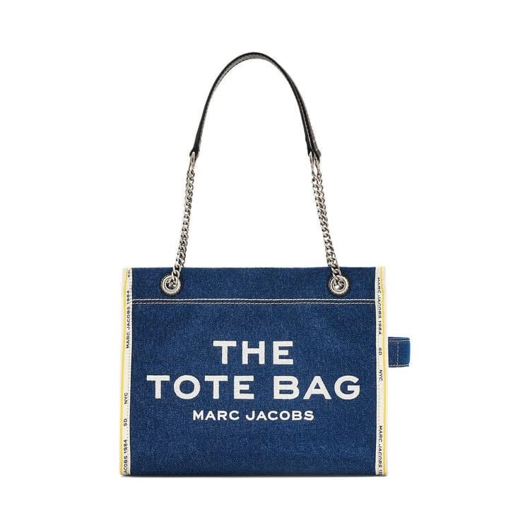 Marc Jacobs Denim Chain Medium Tote Bag Dark Wash
