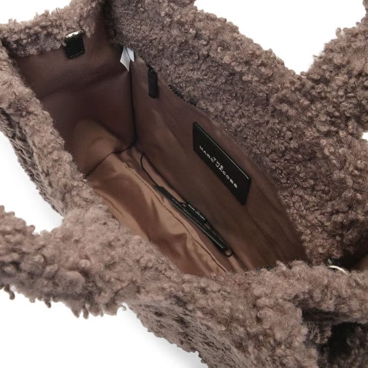Marc Jacobs Teddy Shearling Small Traveller Tote Bag Grey
