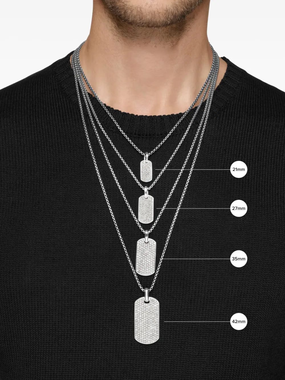 sterling silver Chevron tag (35mm)