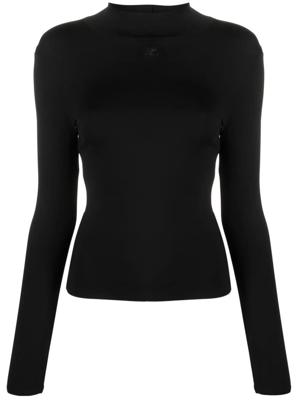 mock-neck stretch-jersey top