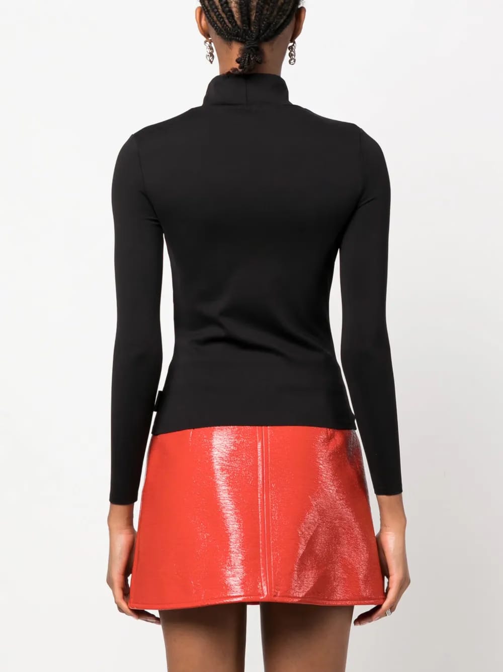 mock-neck stretch-jersey top