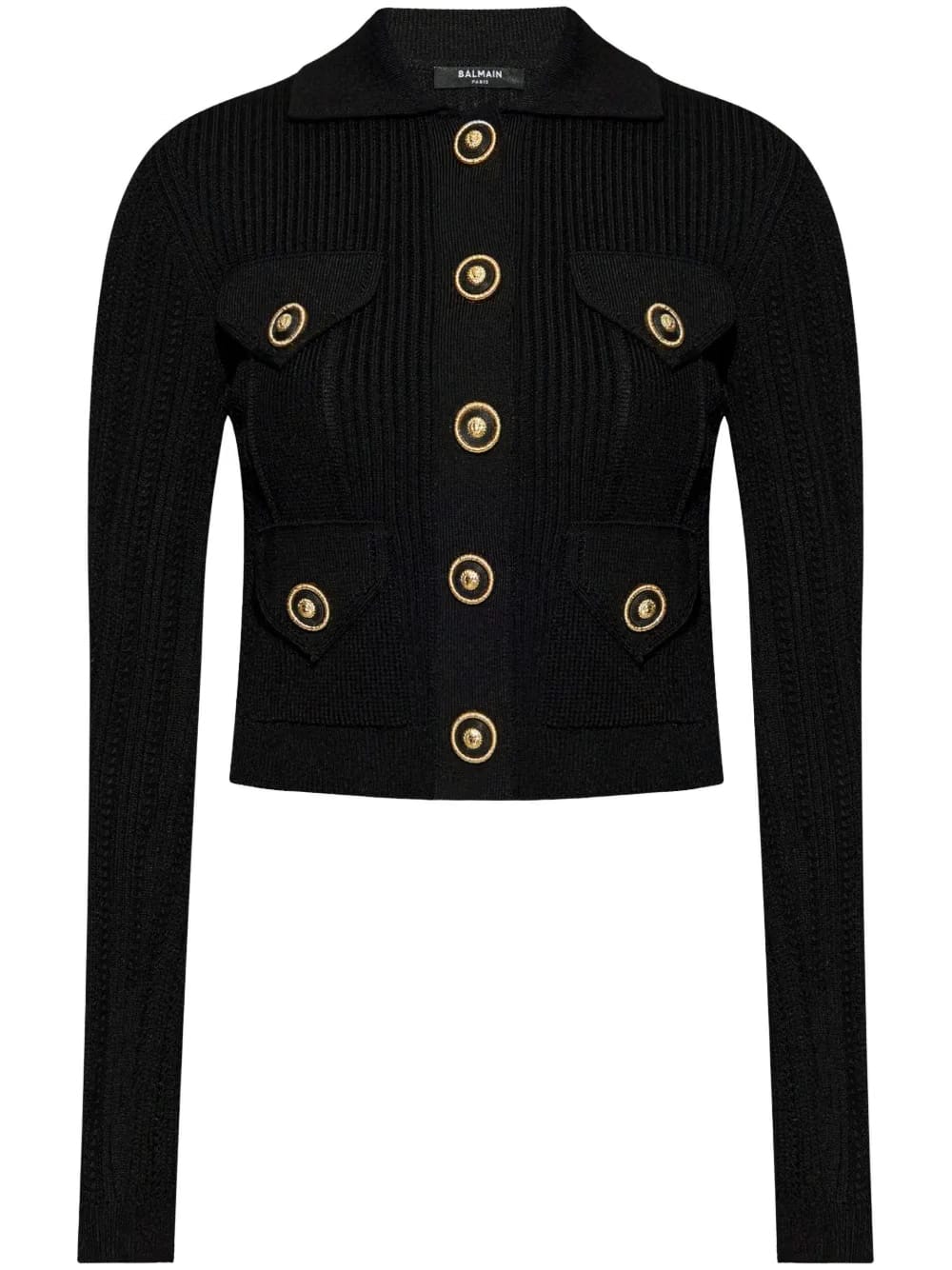 openwork-detailed ribbed-knit cardigan