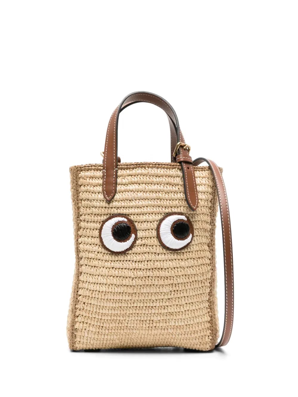 Eyes raffia tote bag