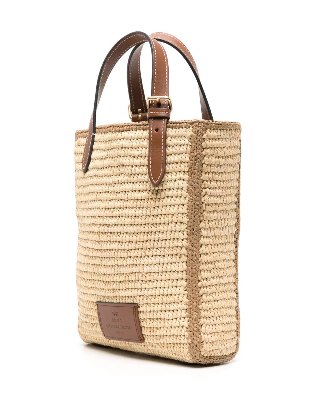 Eyes raffia tote bag