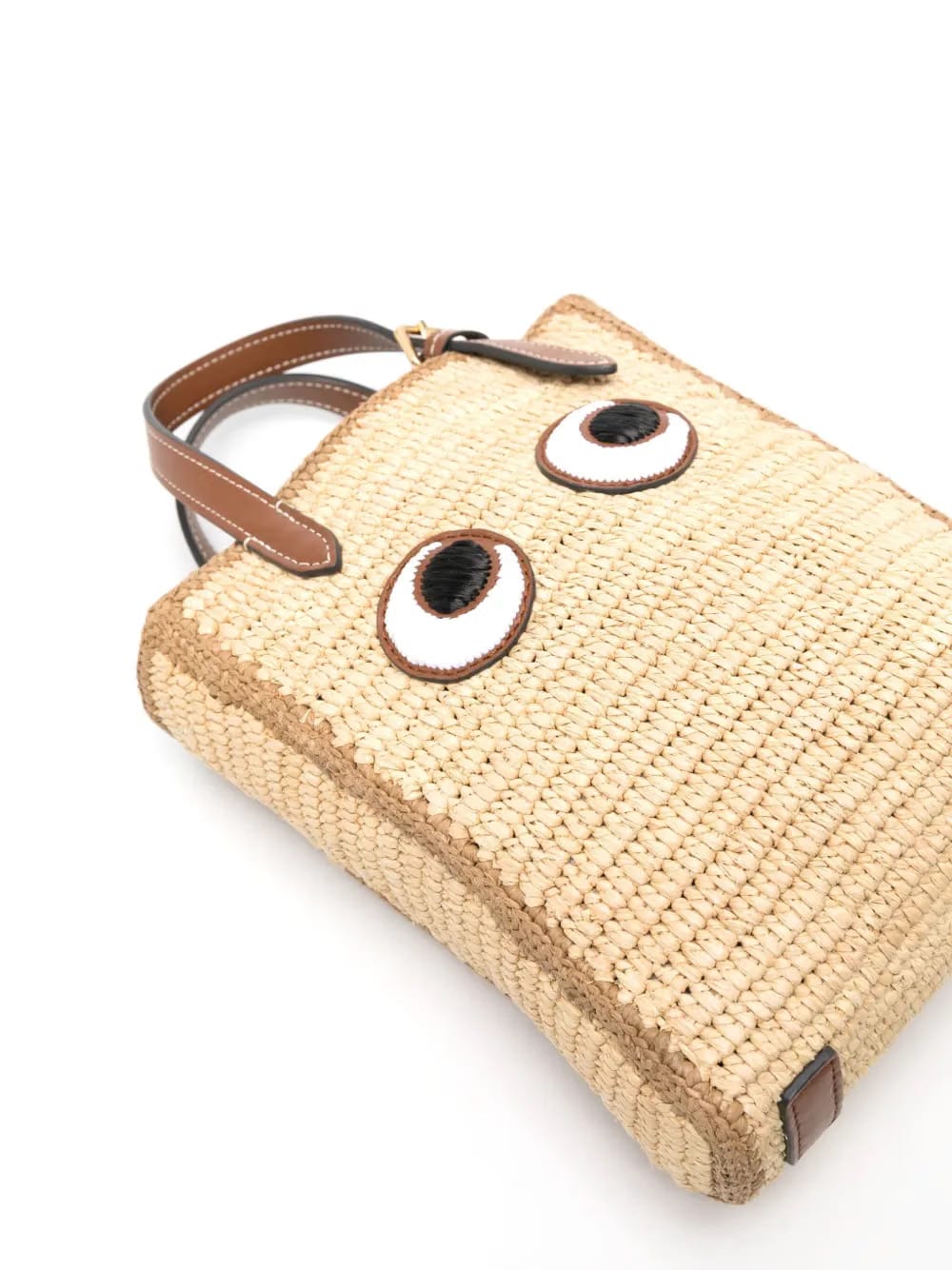 Eyes raffia tote bag