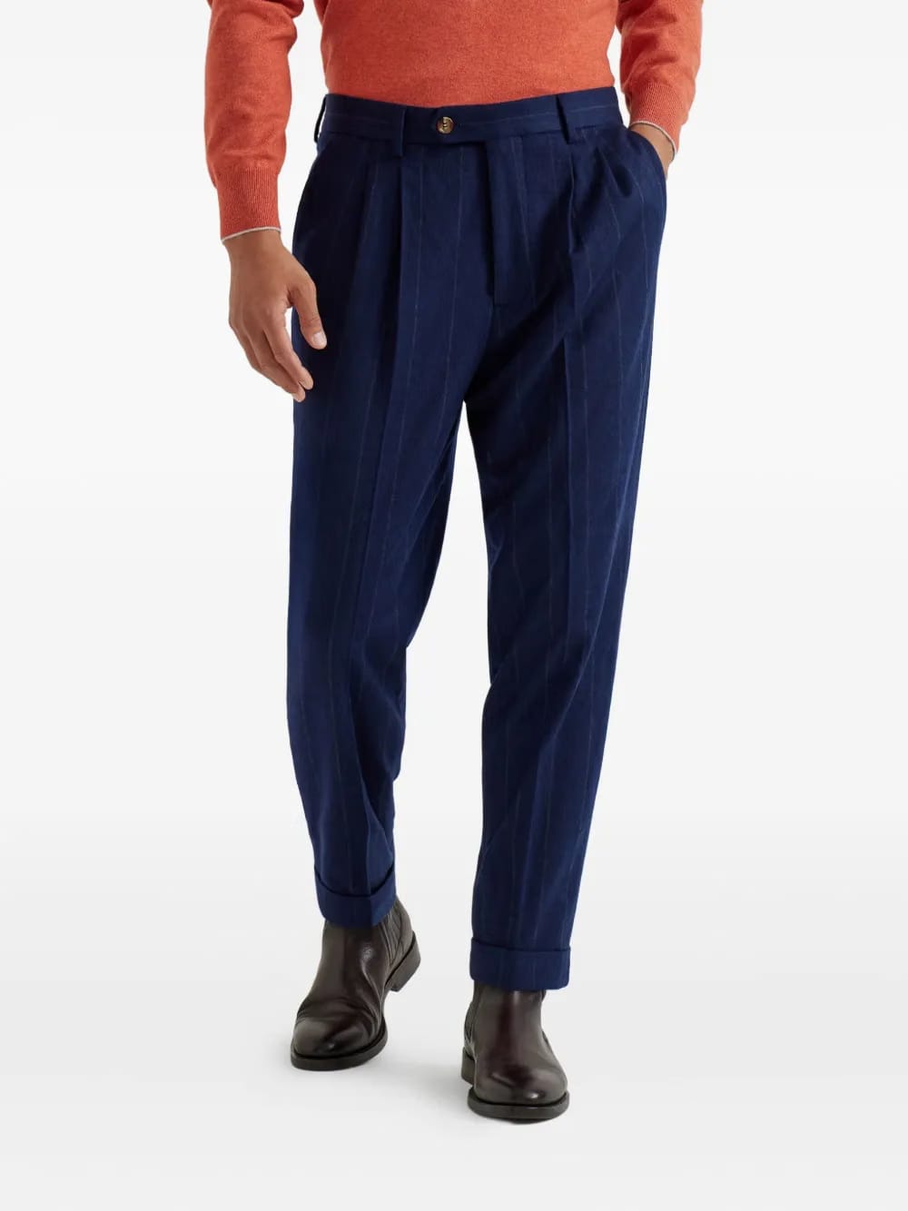 pleated wool-cashmere blend trousers