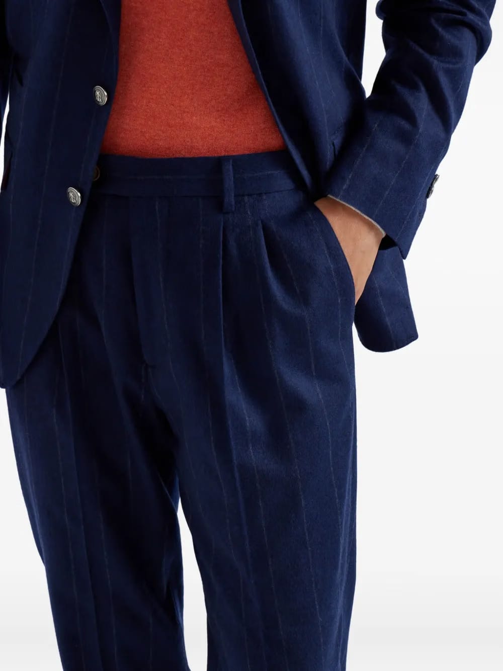 pleated wool-cashmere blend trousers