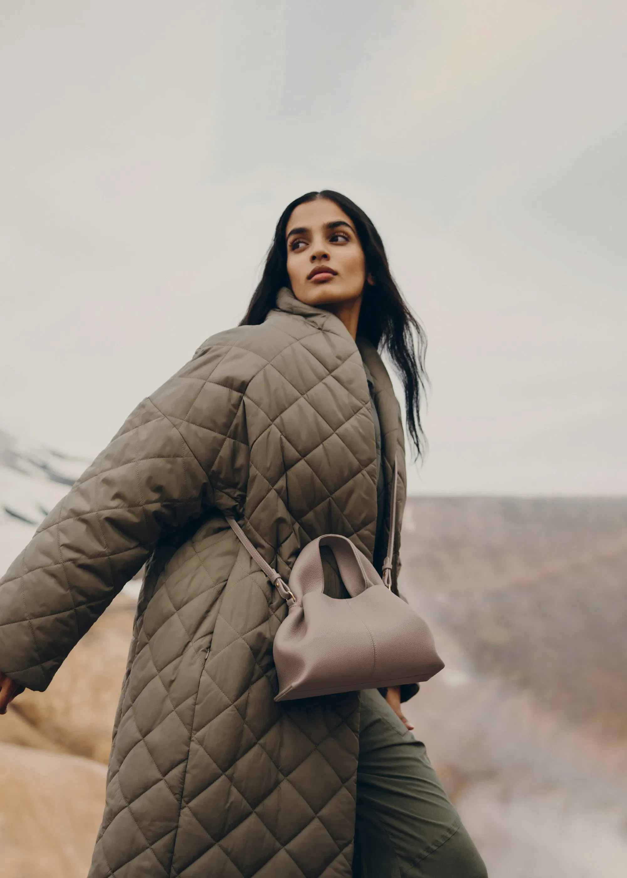 Polene Numero Neuf Mini Textured Taupe