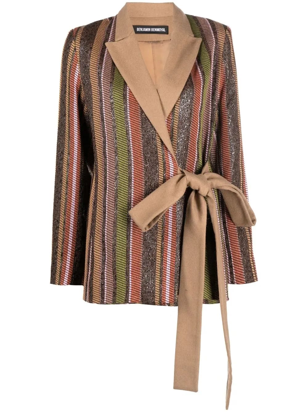 striped belted blazer