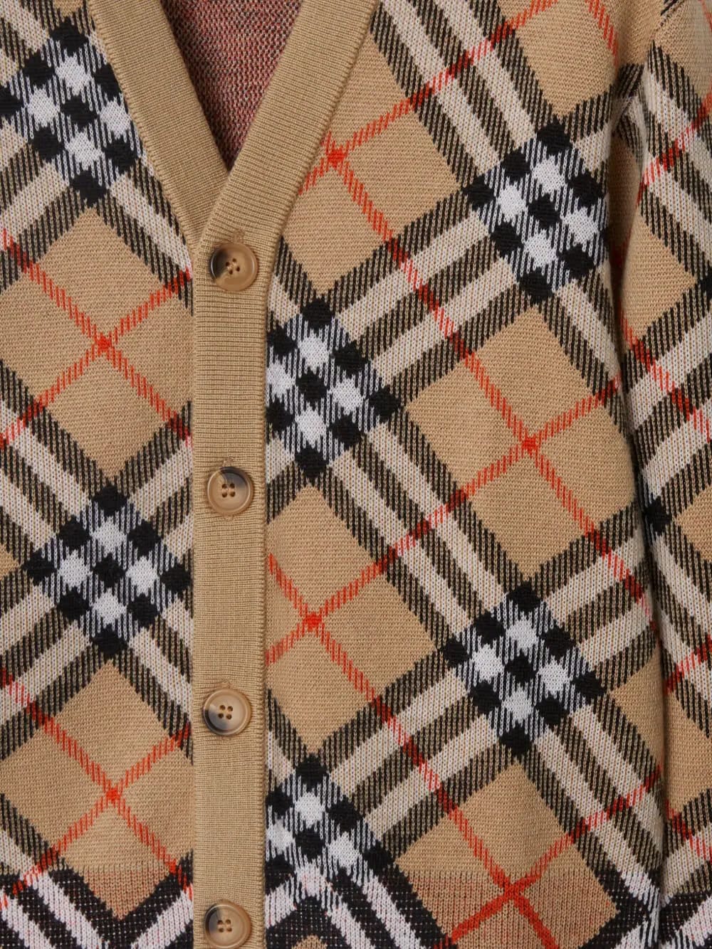 check wool cardigan