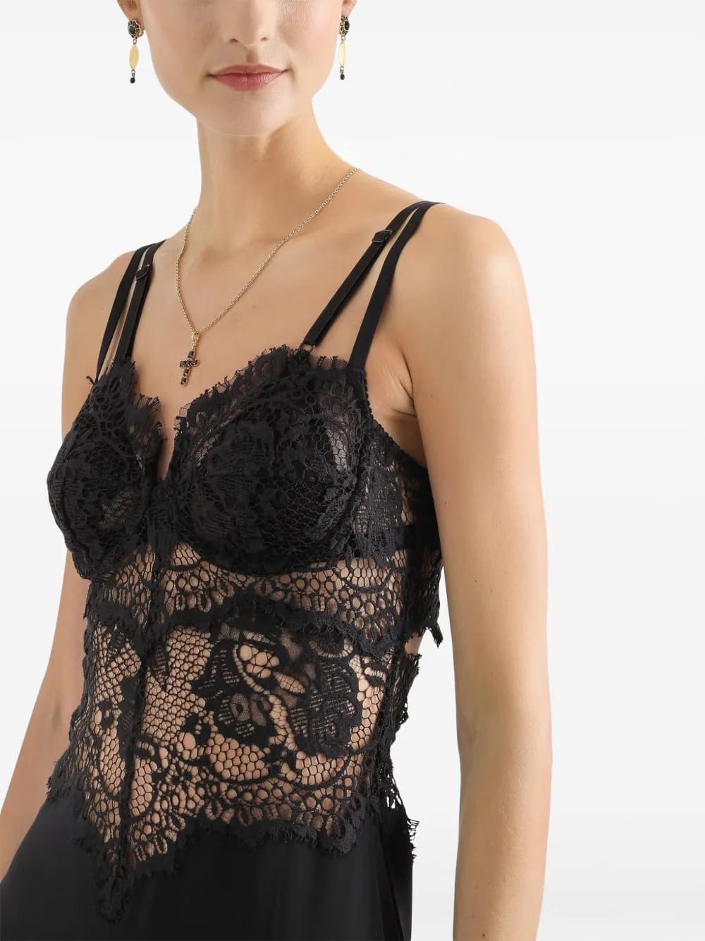 midi floral-lace dress