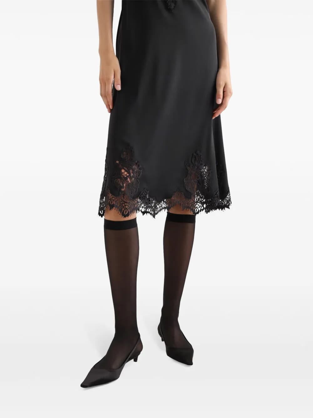 midi floral-lace dress