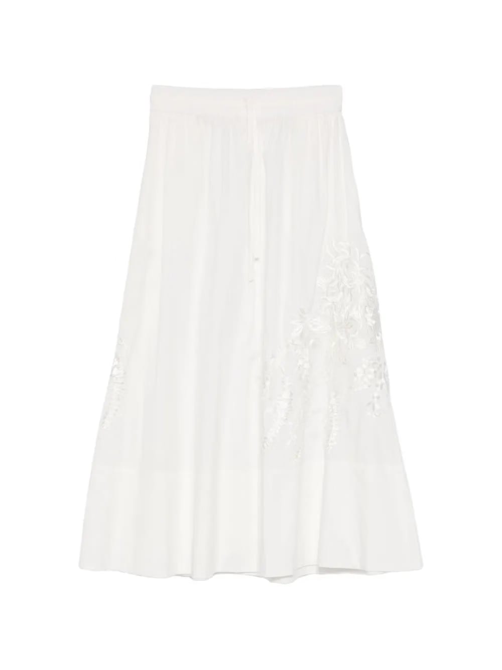 Ninja embroidery drawstring maxi skirt