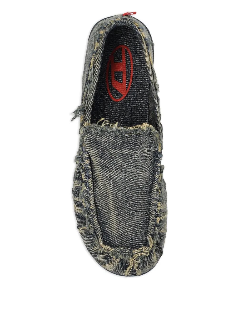 D-Shock frayed denim loafers