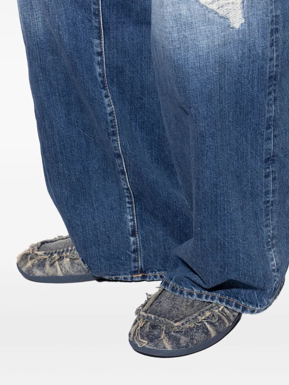D-Shock frayed denim loafers