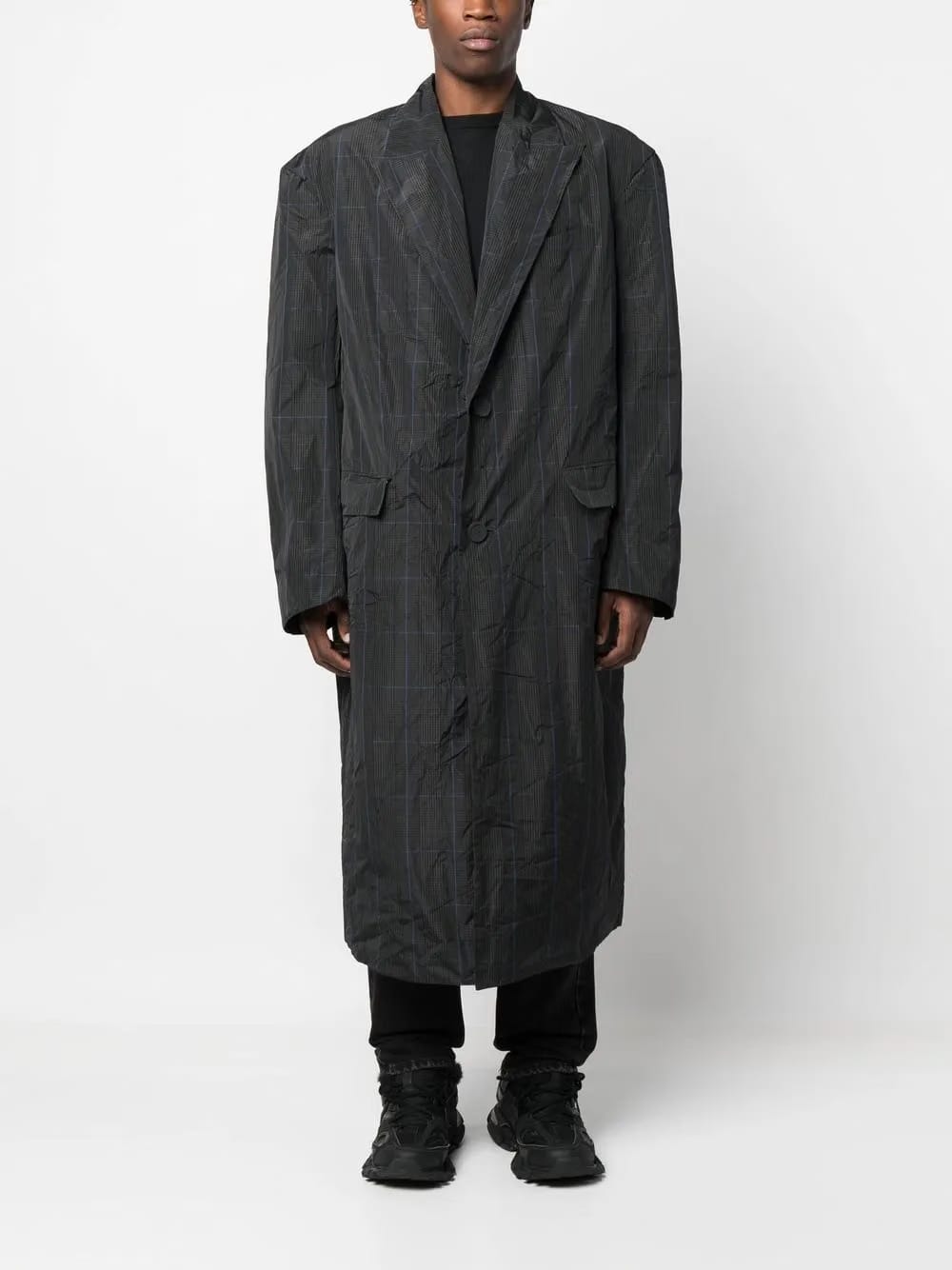 Prince of Wales check trench coat