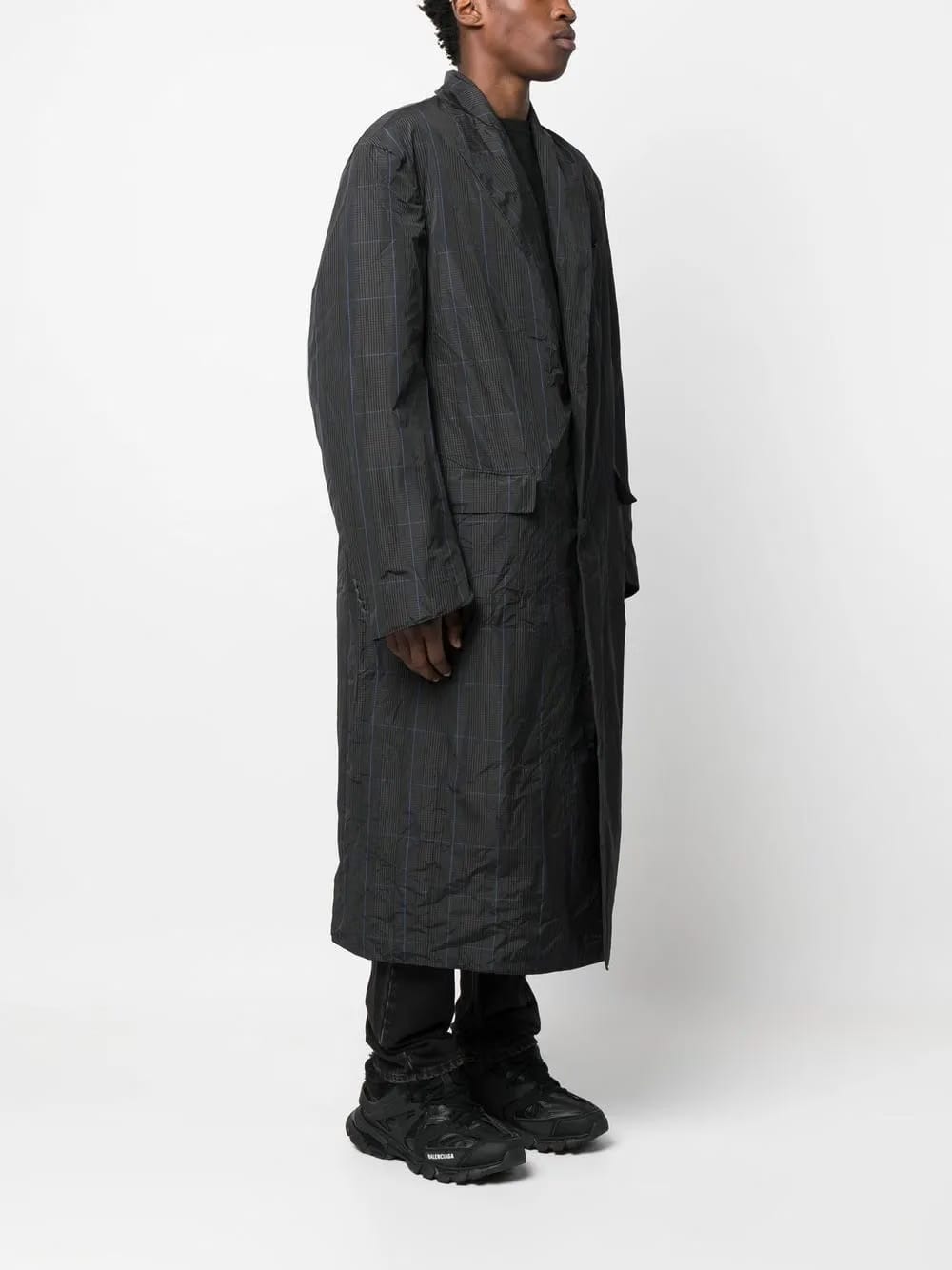 Prince of Wales check trench coat