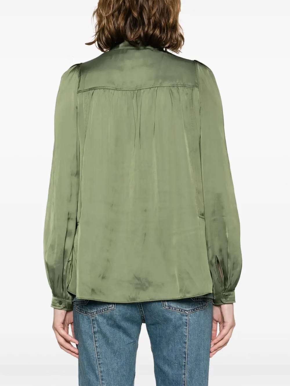 Tchin satin-finish ruched-detailed shirt