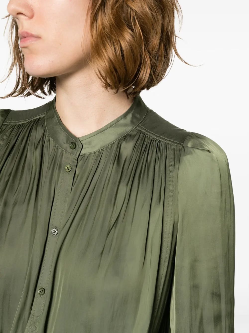 Tchin satin-finish ruched-detailed shirt
