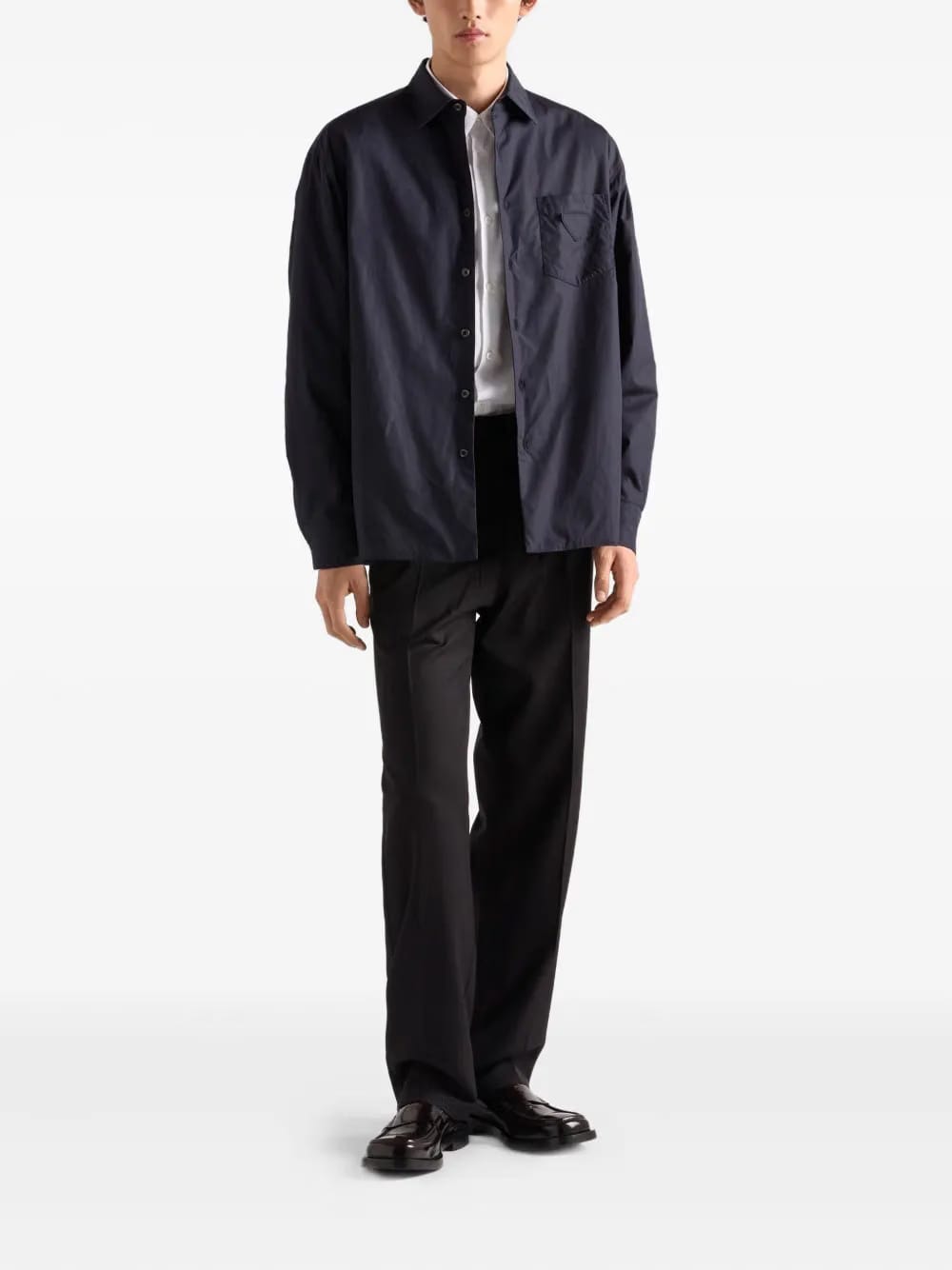 triangle-logo wool trousers
