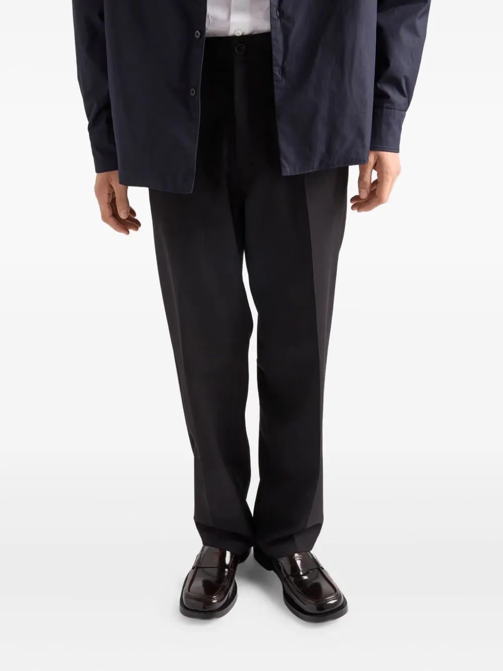 triangle-logo wool trousers