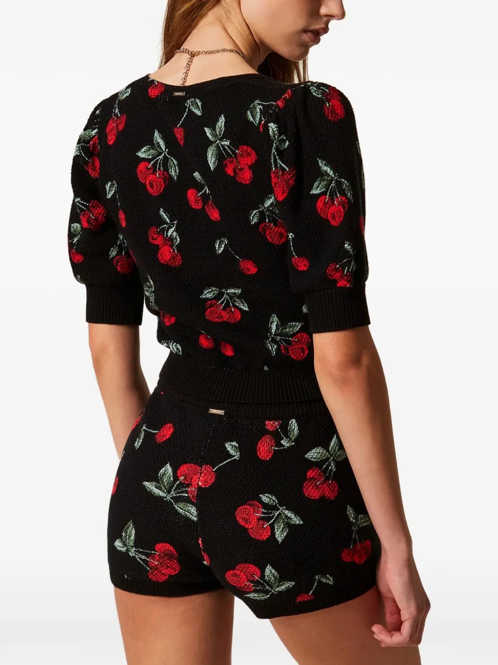 cherry-detail short-sleeve sweater