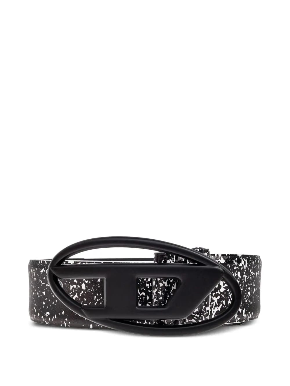 oval logo speckled leather belt