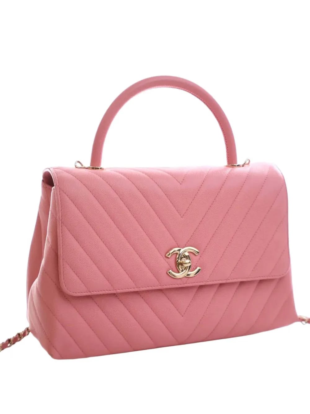 2019 Small Caviar Chevron Coco Top Handle Bag satchel