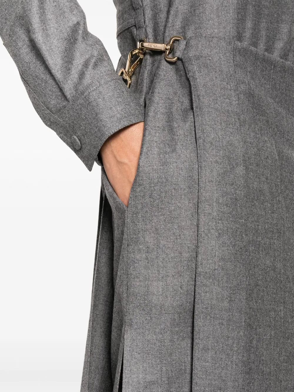 spread-collar pleated midi dress
