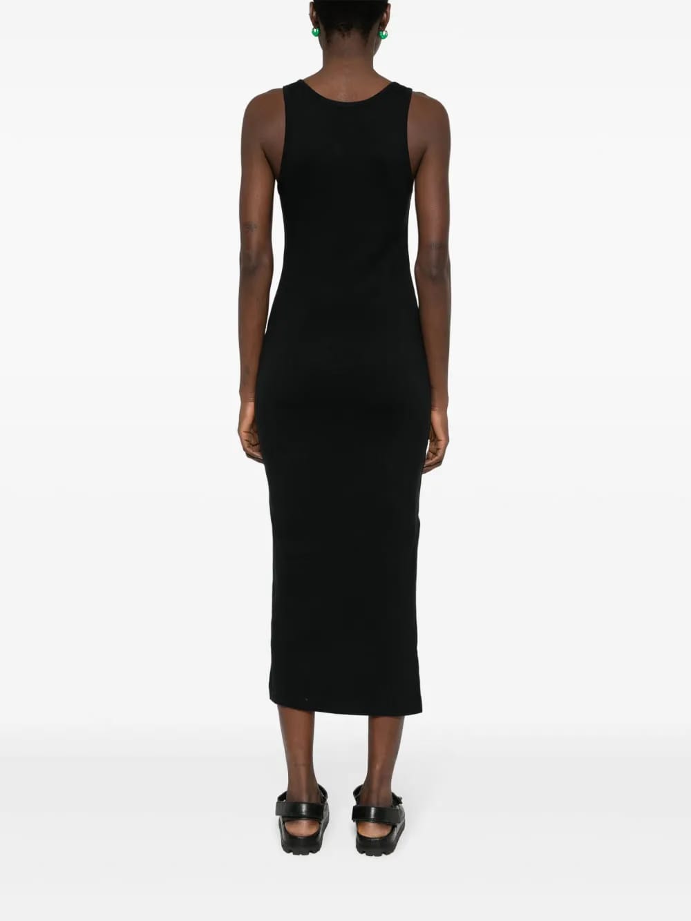 fox-motif ribbed midi dress