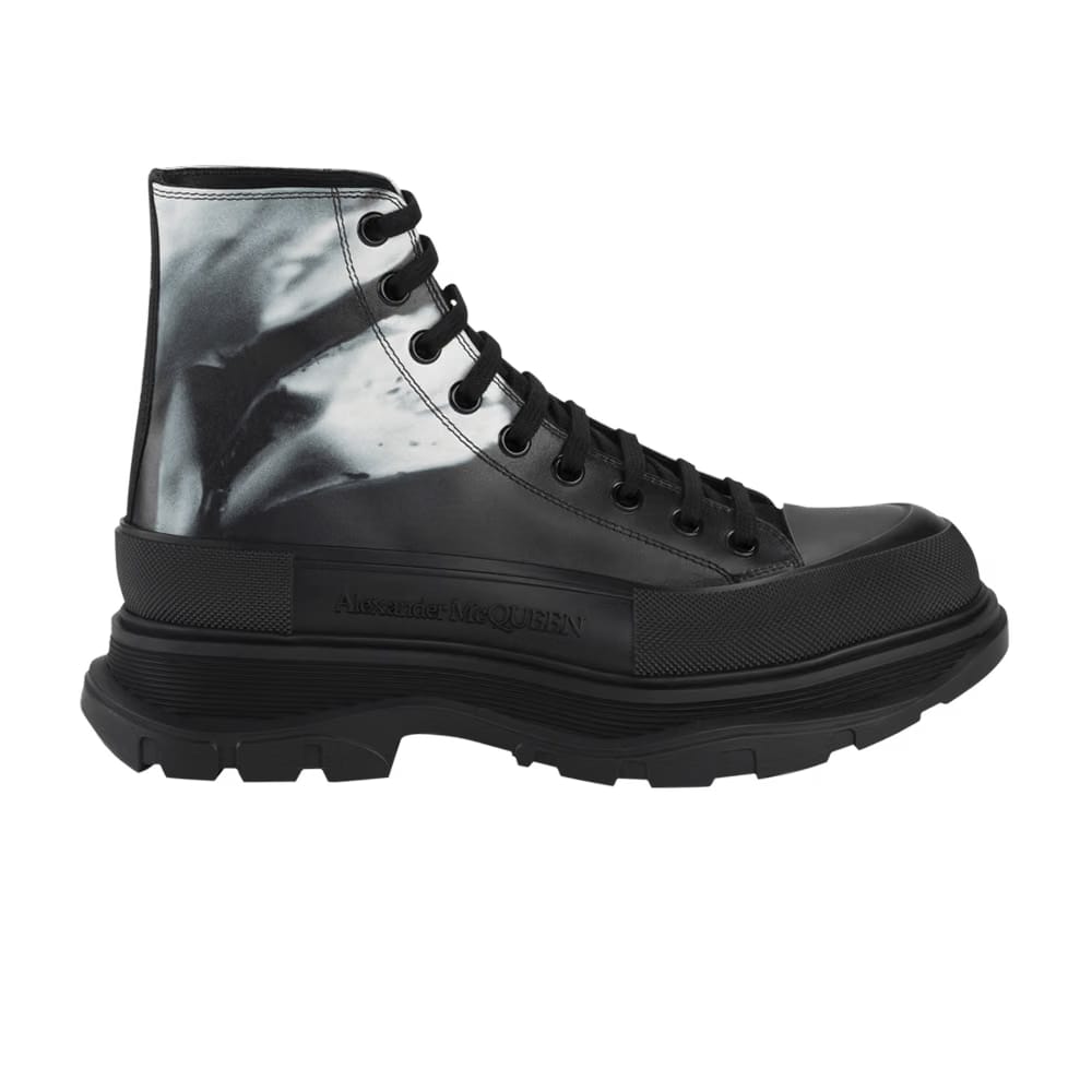 Alexander McQueen Tread Slick Boot Solarised Flower - Black