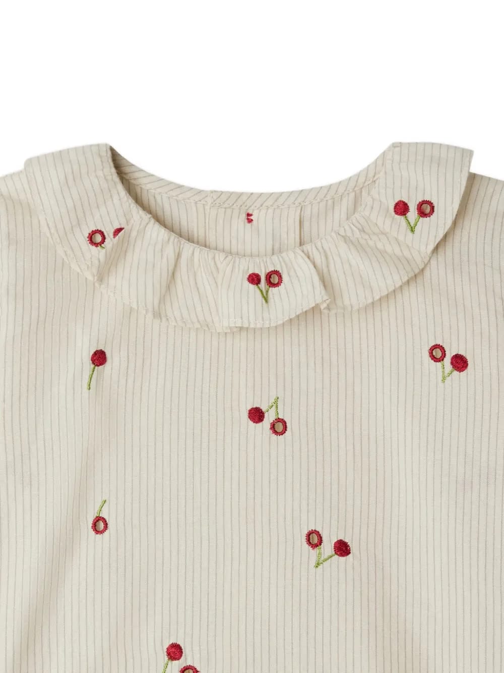 ruffled cherry-embroidered blouse