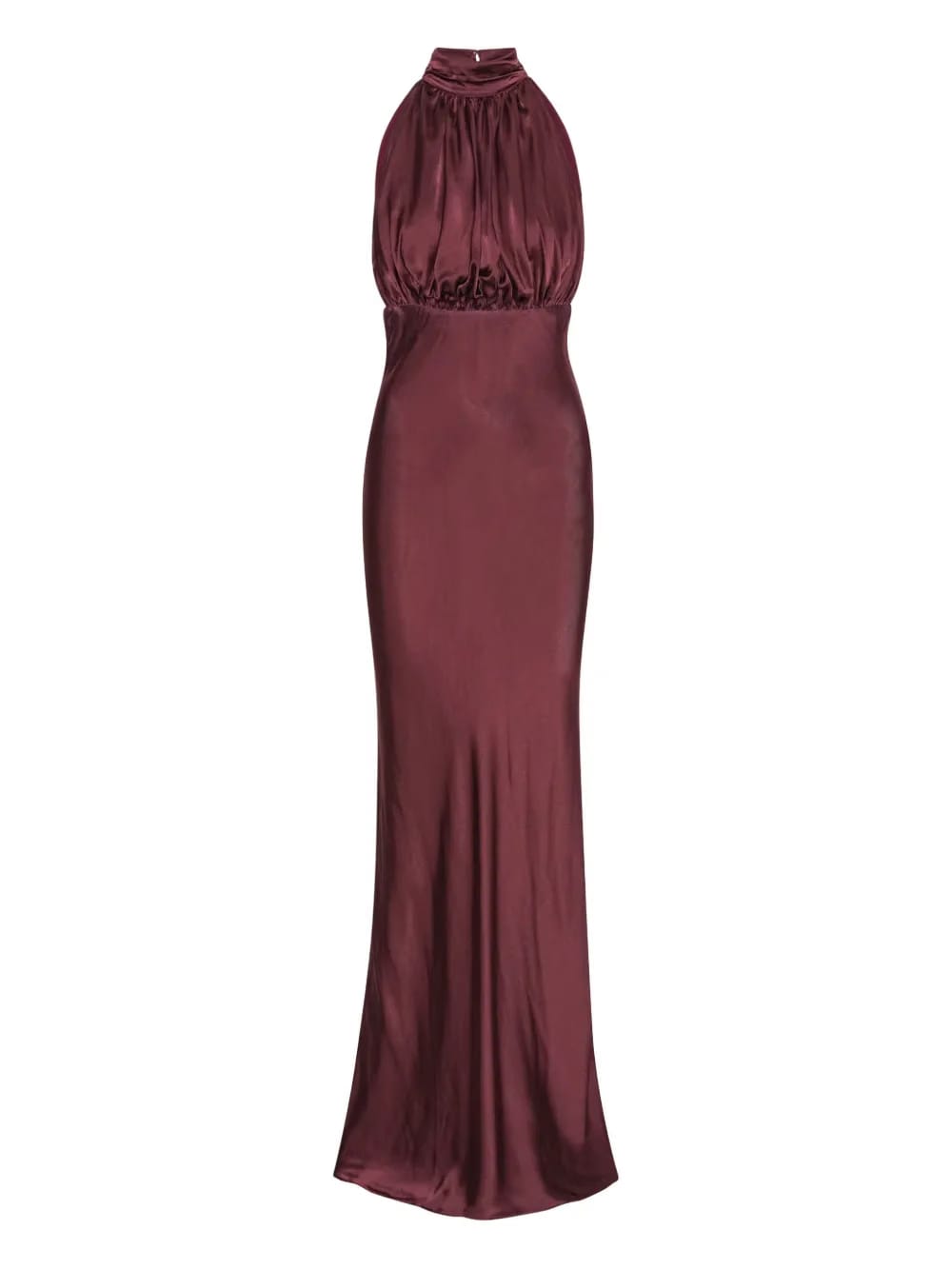 high-neck silk maxi dress