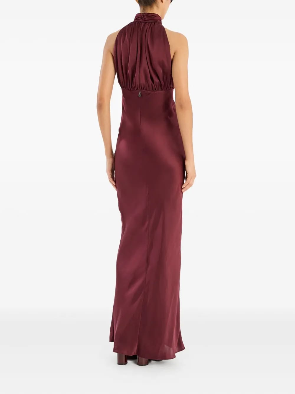 high-neck silk maxi dress