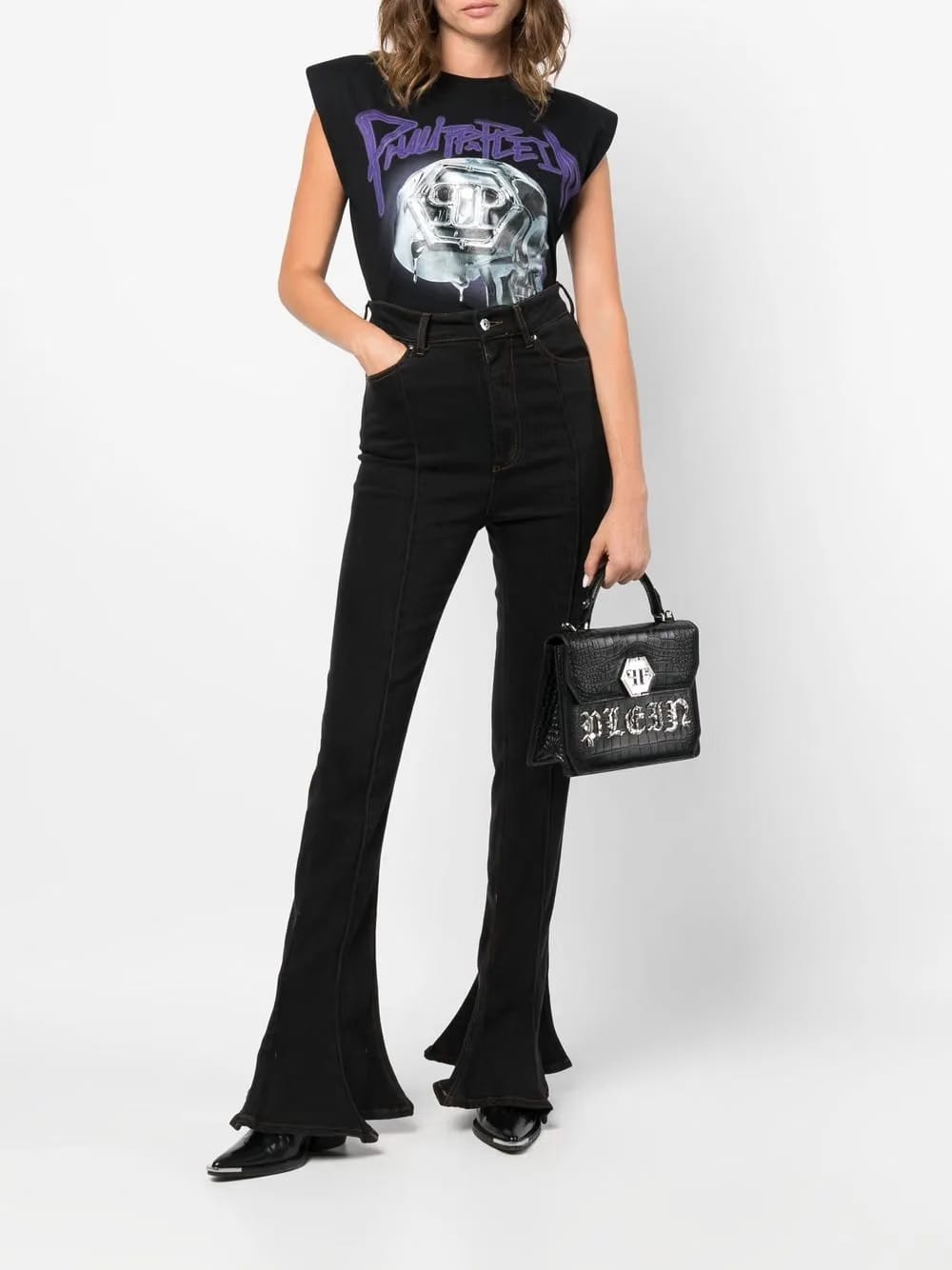 Skull-print Padded-shoulder tank top