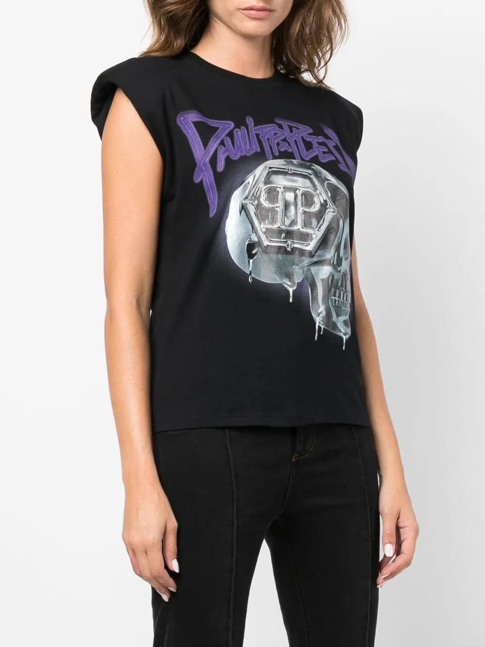 Skull-print Padded-shoulder tank top